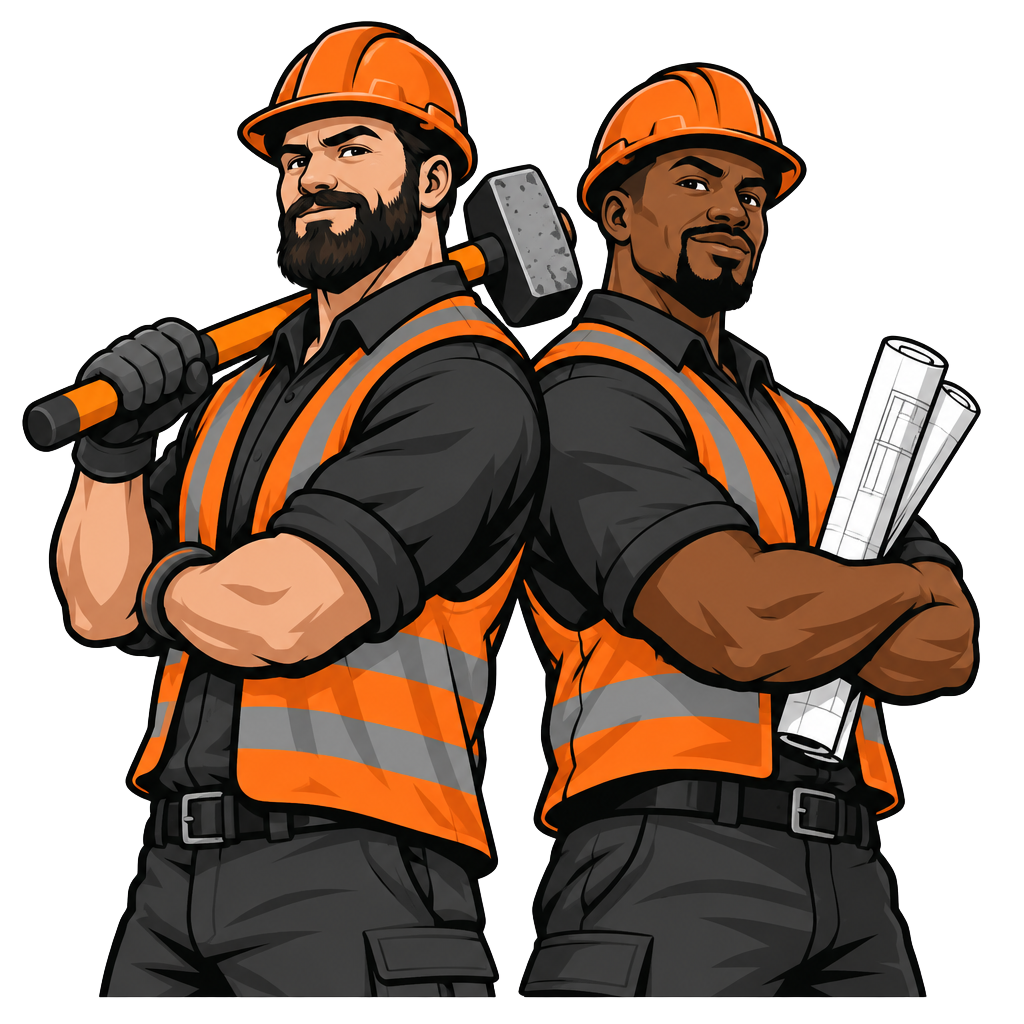 Illustrated Demo Bros founders standing back to back